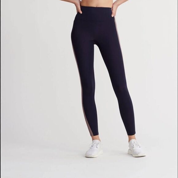 Nylora Bartley Leggings Navy Blue with gold and Lavender  Stripe on sides Sz L - Picture 3 of 16